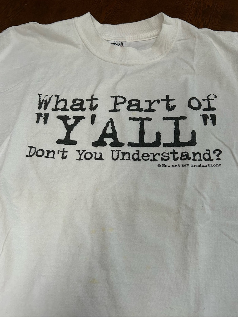 Anvil White Short Sleeve Tee with Black 'Y'ALL' Graphic. Like brand new!